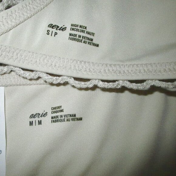 Aerie Crochet String Bikini Size S M Swimsuit Embroidered 2 Piece Fishnet NEW - Picture 6 of 10